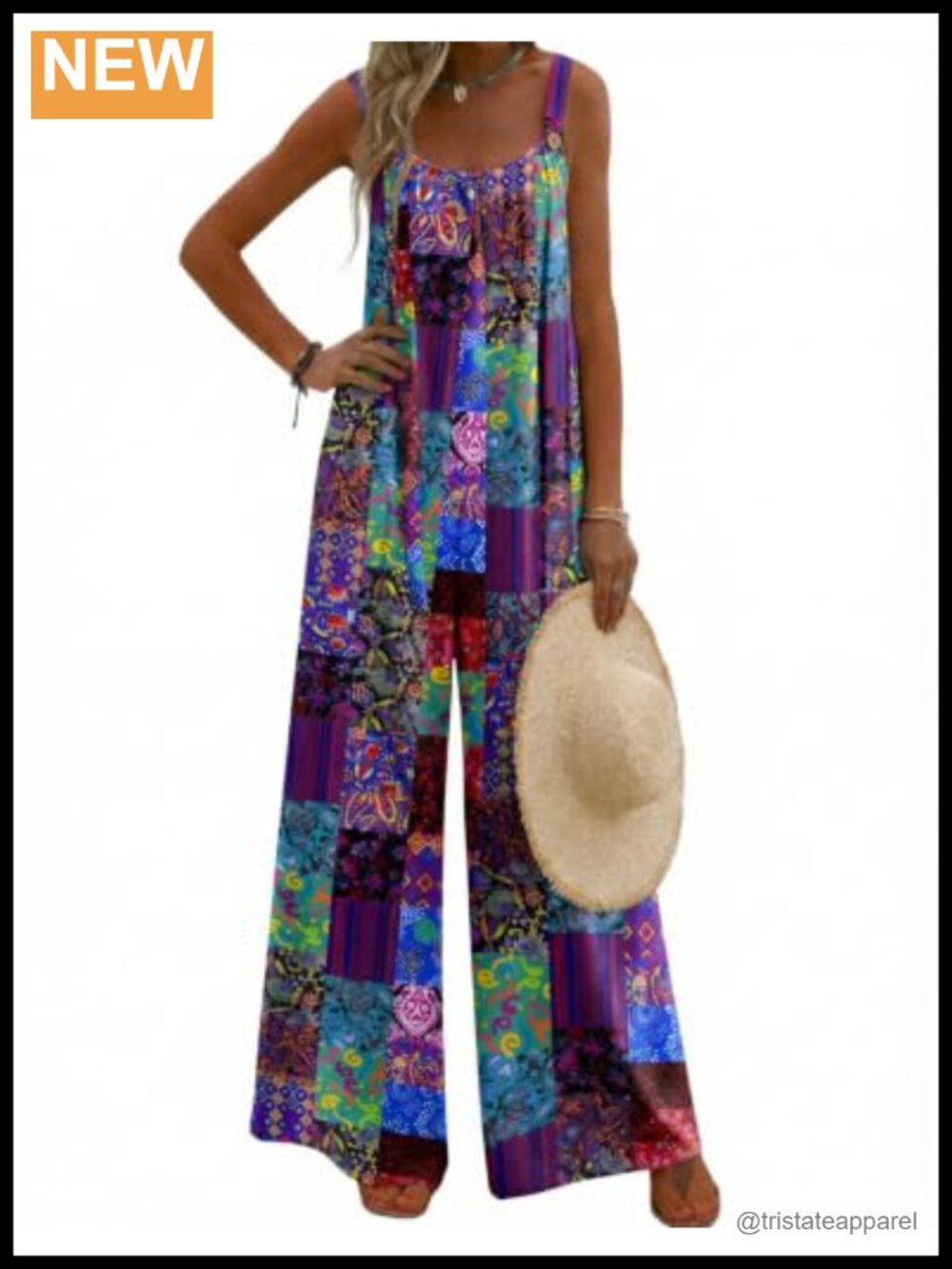 Ekouaer Women's Loose Fit Boho Overalls Jumpsuit Summer Festival